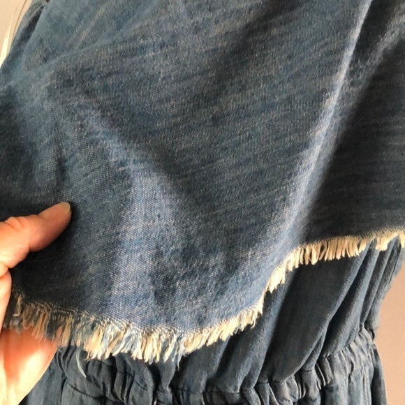 Blank NYC Making Waves Cotton Jumpsuit XS Frayed One Shoulder Back Cutout Pants - Picture 9 of 16